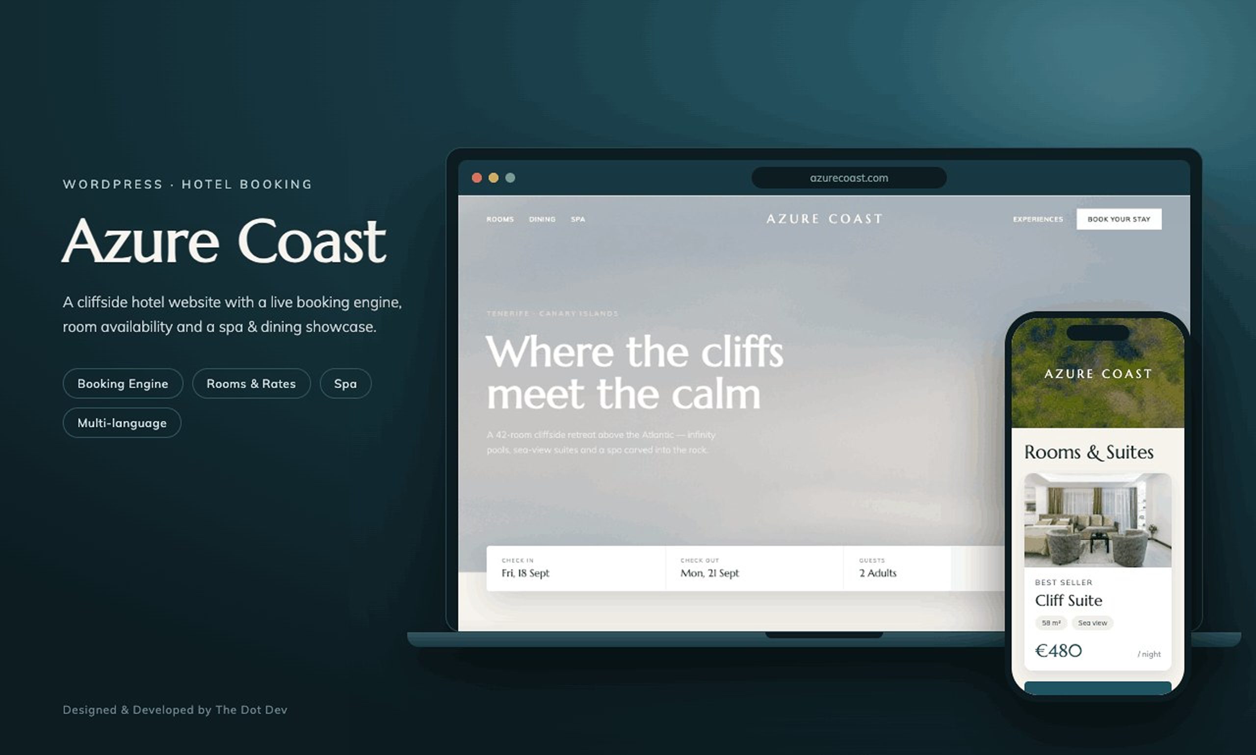 Azure Coast coastal hotel website design cover