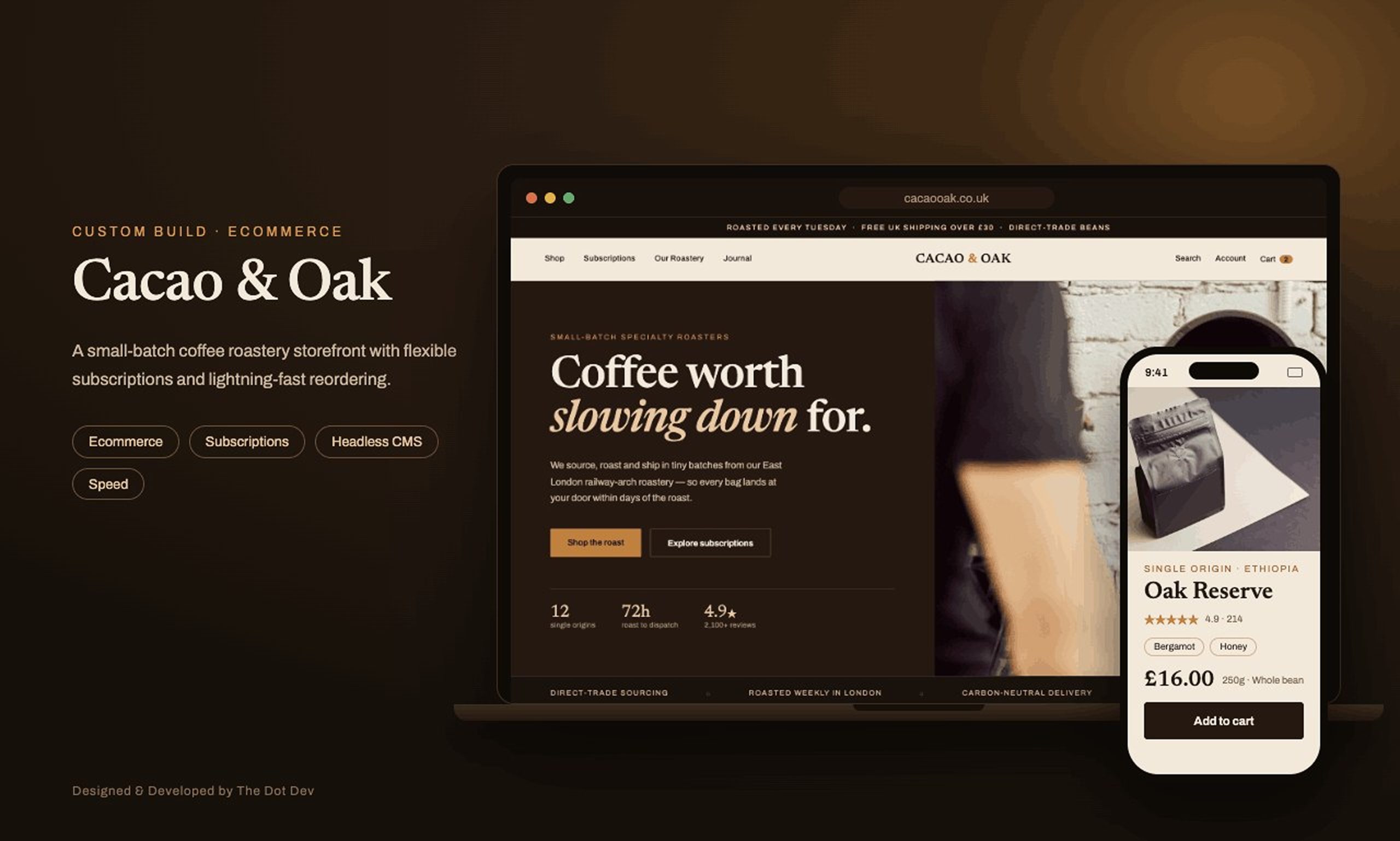 Cacao & Oak artisan chocolate ecommerce website design cover